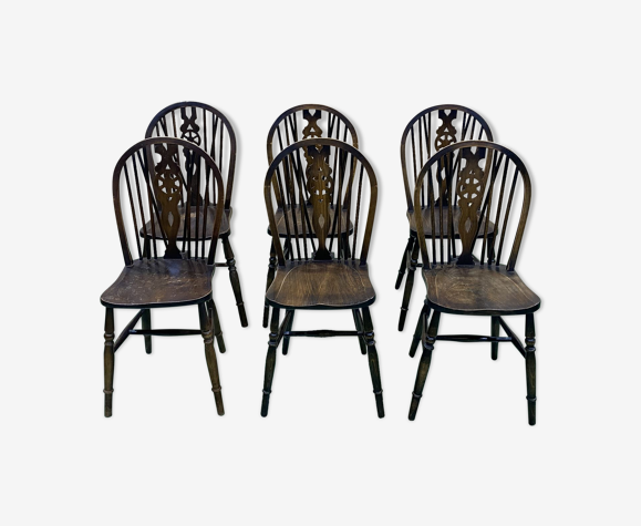 Série de 6 chaises bistrot anglaises des années 1970 en orme