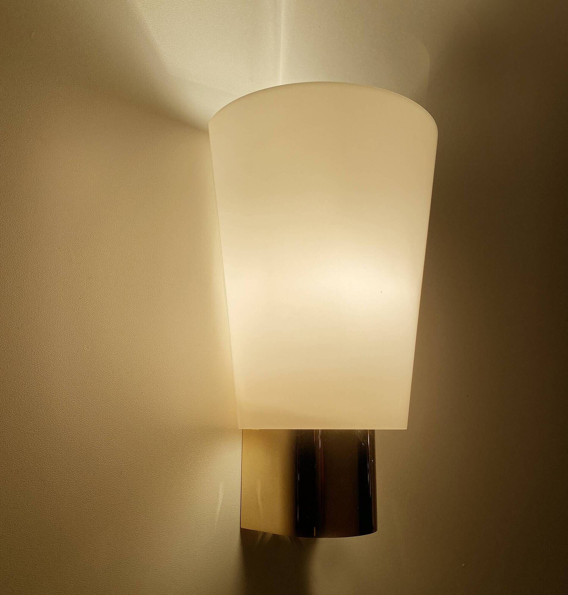 Set of 3 Vintage Limburg Wall Lights Gilded with fine gold, Glass