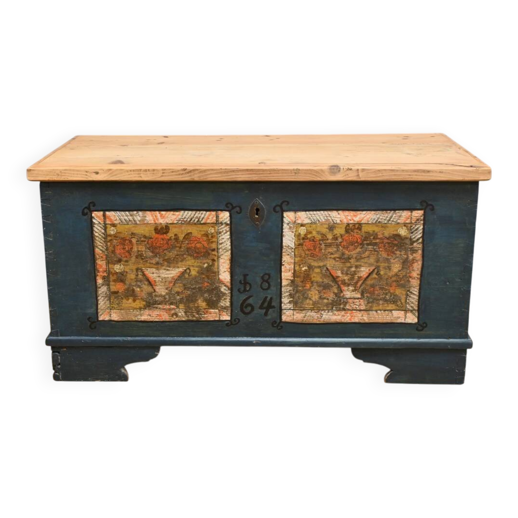 Painted Pine Chest, Eastern Europe – Late 19th Century