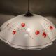 White opaline glass suspension with red and silver floral decoration.