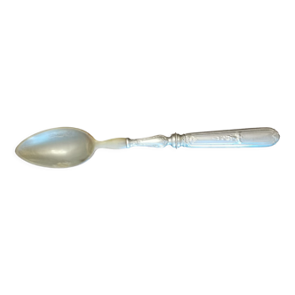 Old service spoon of alapaca and antler