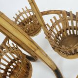 mid century PLANT STAND rack 1950s 60s bamboo rattan hawaii tiki era