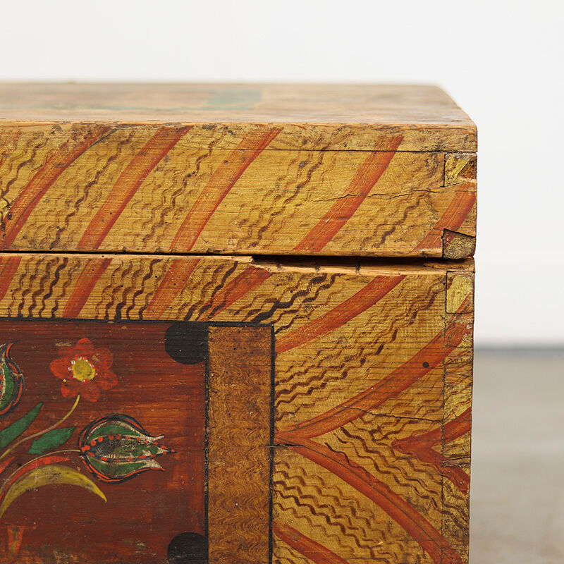 Antique Folk Art Painted bridal chest