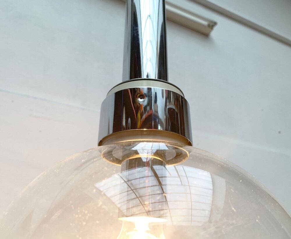 Vintage Space Age Suspension in Chrome and Glass by Motoko Ishii for Staff, 1970s