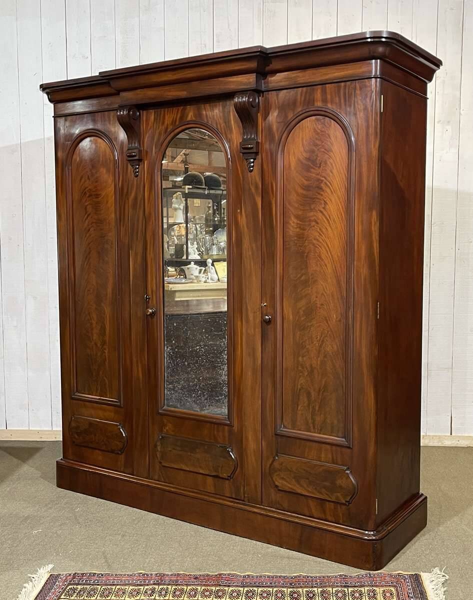 Victorian mahogany dressing wardrobe from the 19th century.