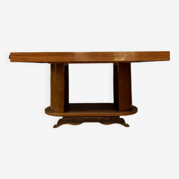 After Gaston Poisson: Art Deco period extending table in rosewood circa 1930