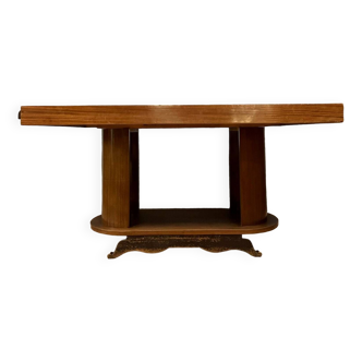 After Gaston Poisson: Art Deco period extending table in rosewood circa 1930