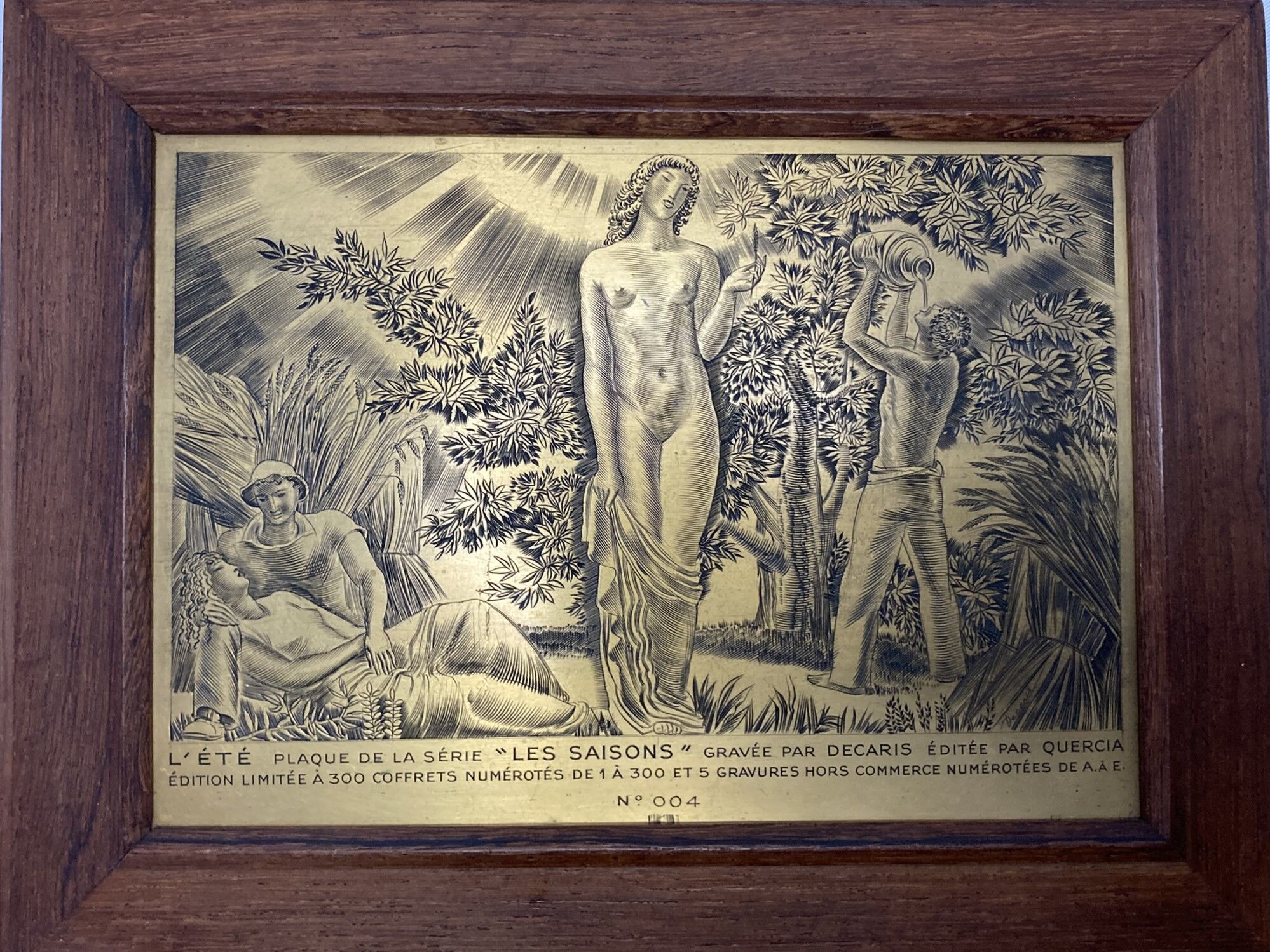 Old cigar box engraving L'Eté DECARIS rosewood early twentieth century