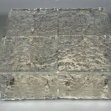 1960s 1970s Ice Glass Flush Mount Plafoniere by Kalmar Franken KG Austria