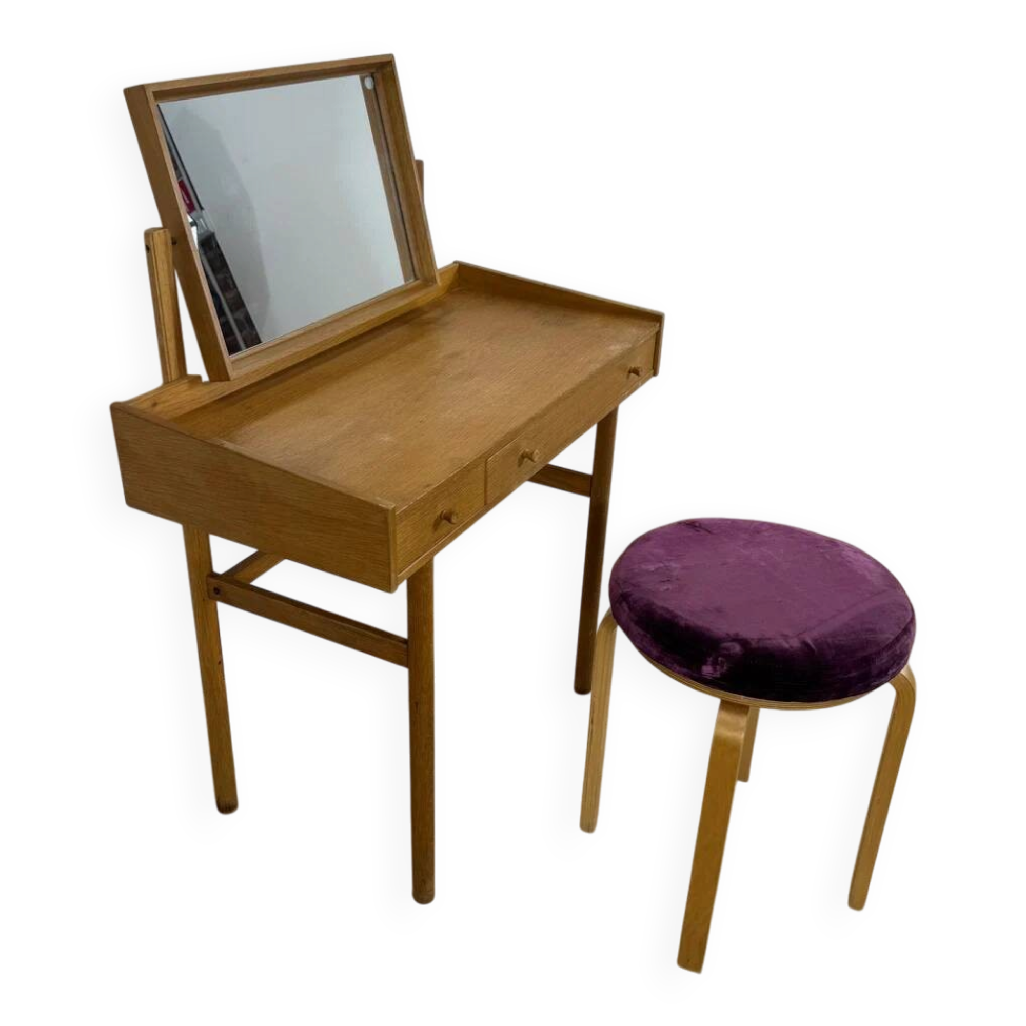 Table de maquillage en teck avec miroir, Danemark 1960