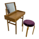 Table de maquillage en teck avec miroir, Danemark 1960