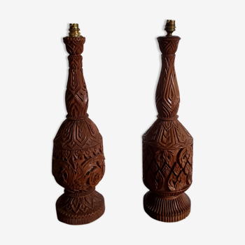 Pair of carved wooden lamp feet