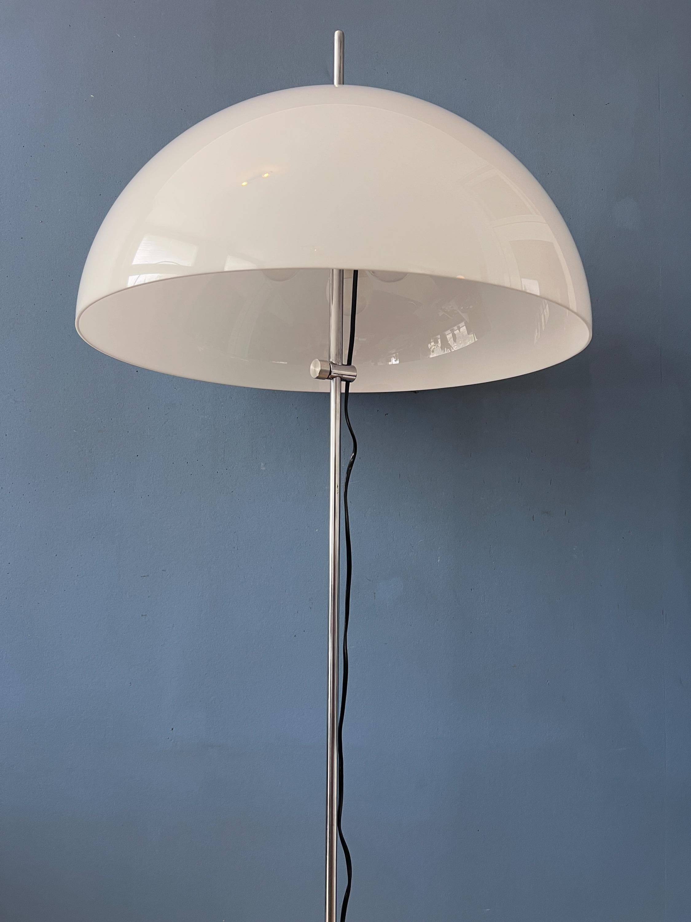 Vintage GEPO Space Age mushroom floor lamp, white acrylic glass shade.