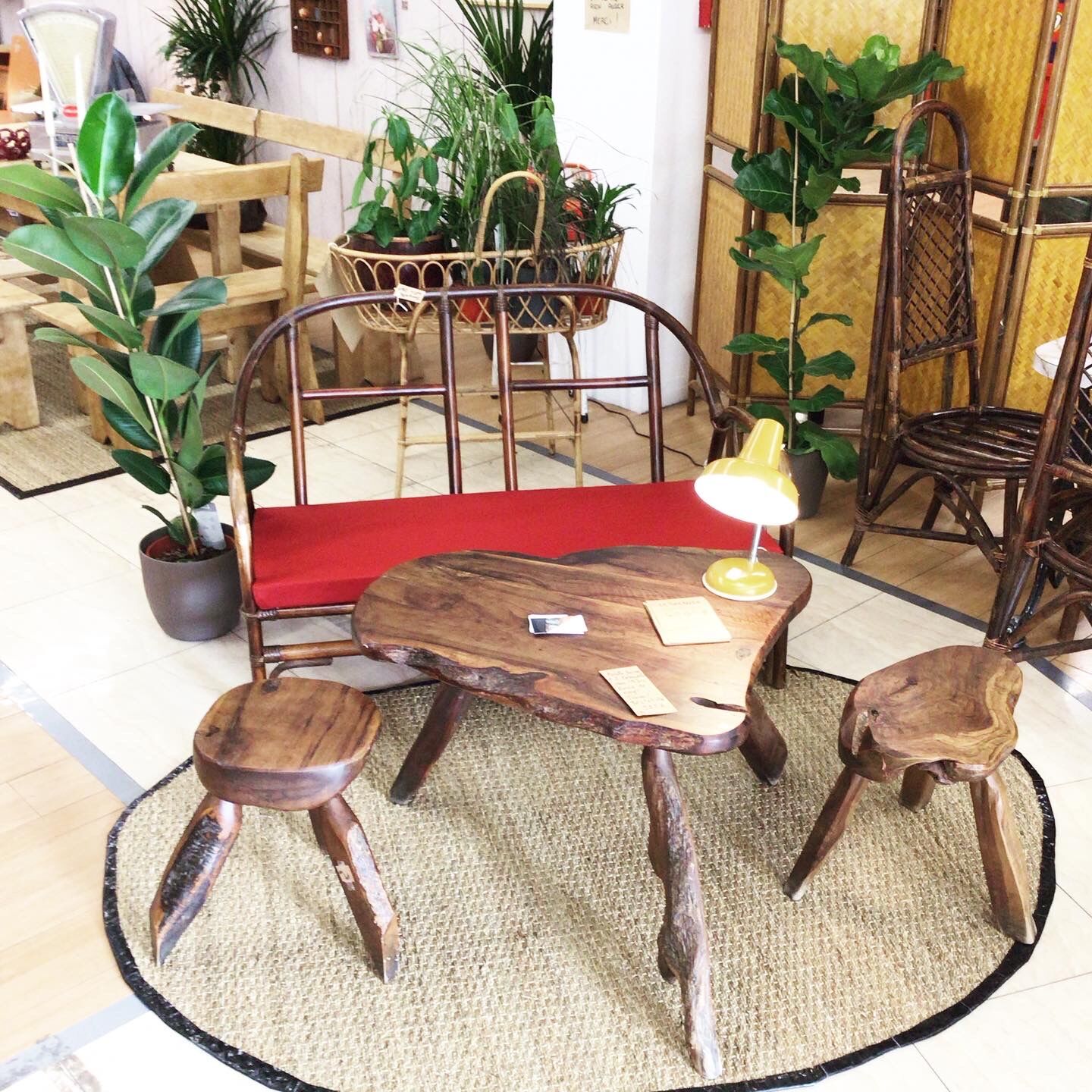 Art Deco rattan bench