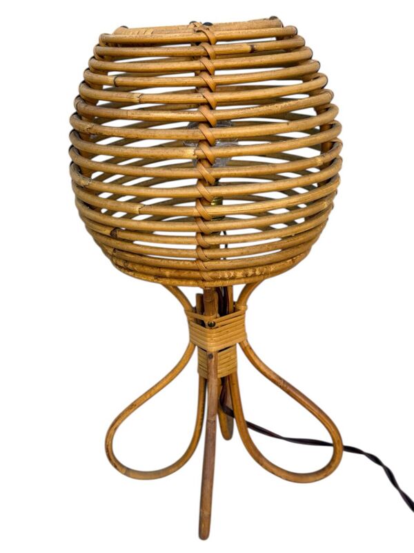 Paire de lampes en Rotin style Louis Sognot 60’s