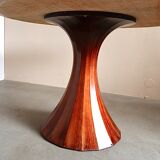Marble and rosewood round dining table