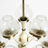 Large 1960s brass and glass tulip ceiling lamp by Hans Agne Jakobsson