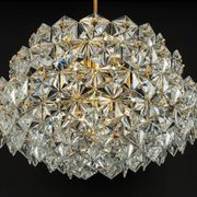 Chandelier, brass and crystal glass by Kinkeldey, Germany, 1970s.