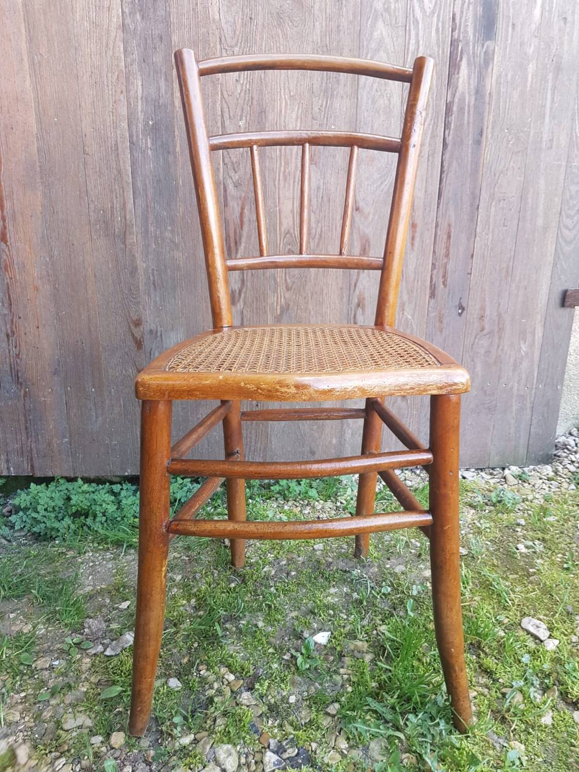 Old thonet style bistro chair turned wood + vintage cane seat
