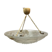 Plafonnier en verre moulé signé Degué