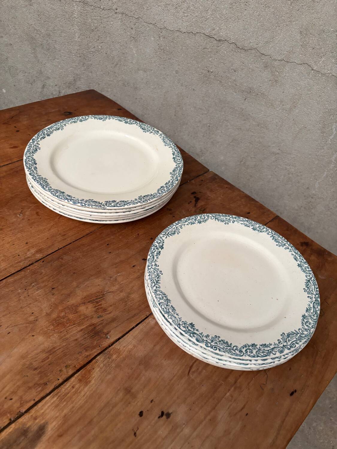 Green Fire Earth Set 6 large plates and 6 small plates