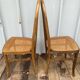 Paire chaise ancienne Baumann modèle eden bois + assise cannée vintage