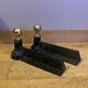 Pair of Napoleon III andirons from the 19th century in cast iron and brass