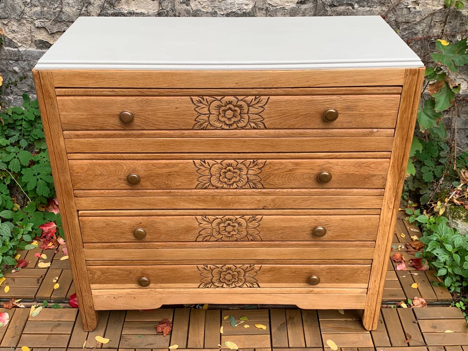 Art deco raw oak chest of drawers 1930