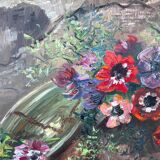 Aquarelle Anémones au cabanon
