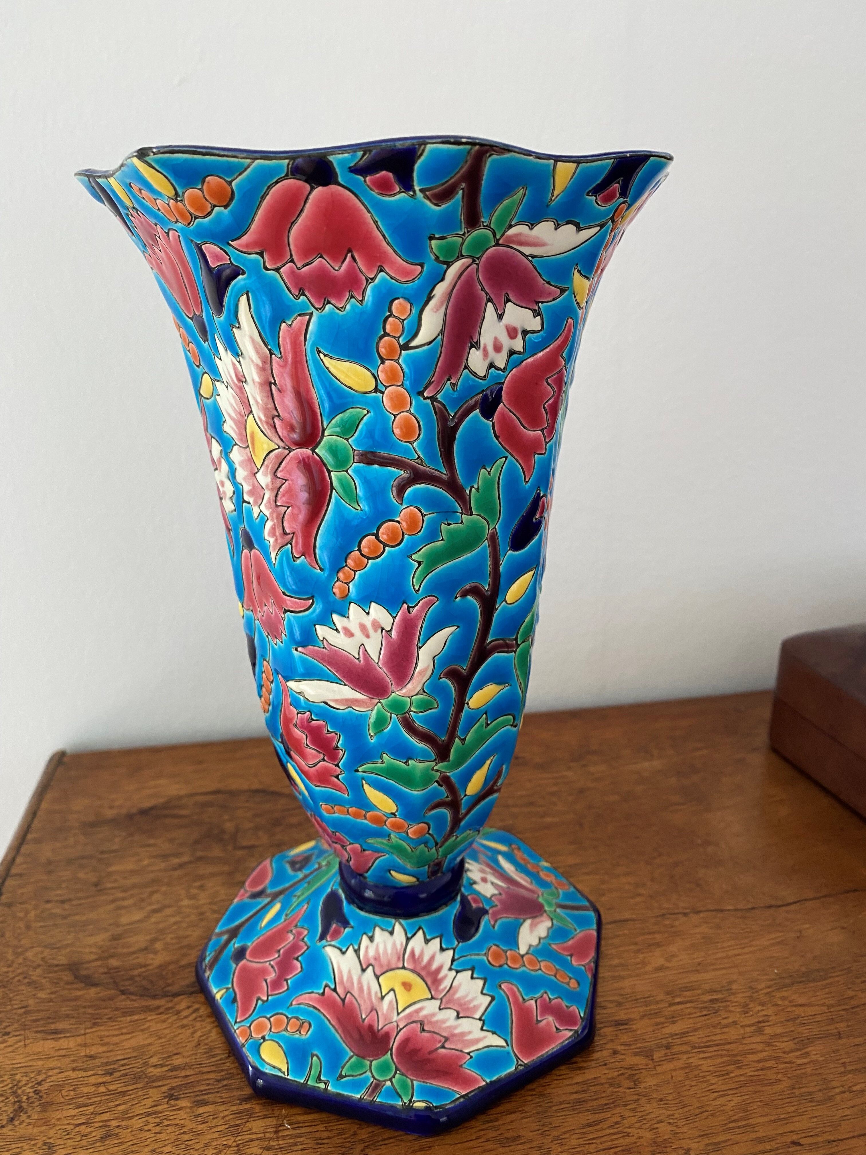 Vase en céramique émaillé Longwy