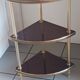 Étagère d’angle vintage 4 niveaux en bois et laiton