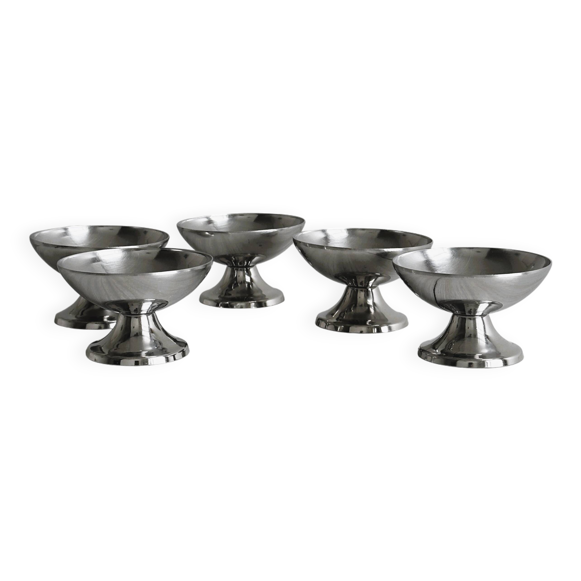 6 stainless steel footed bowls, Letang Remy style