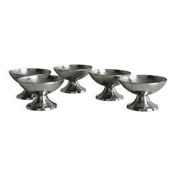 6 coupelles sur pied en inox style Letang Remy
