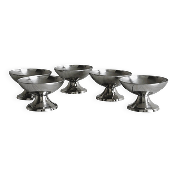 6 stainless steel footed bowls, Letang Remy style