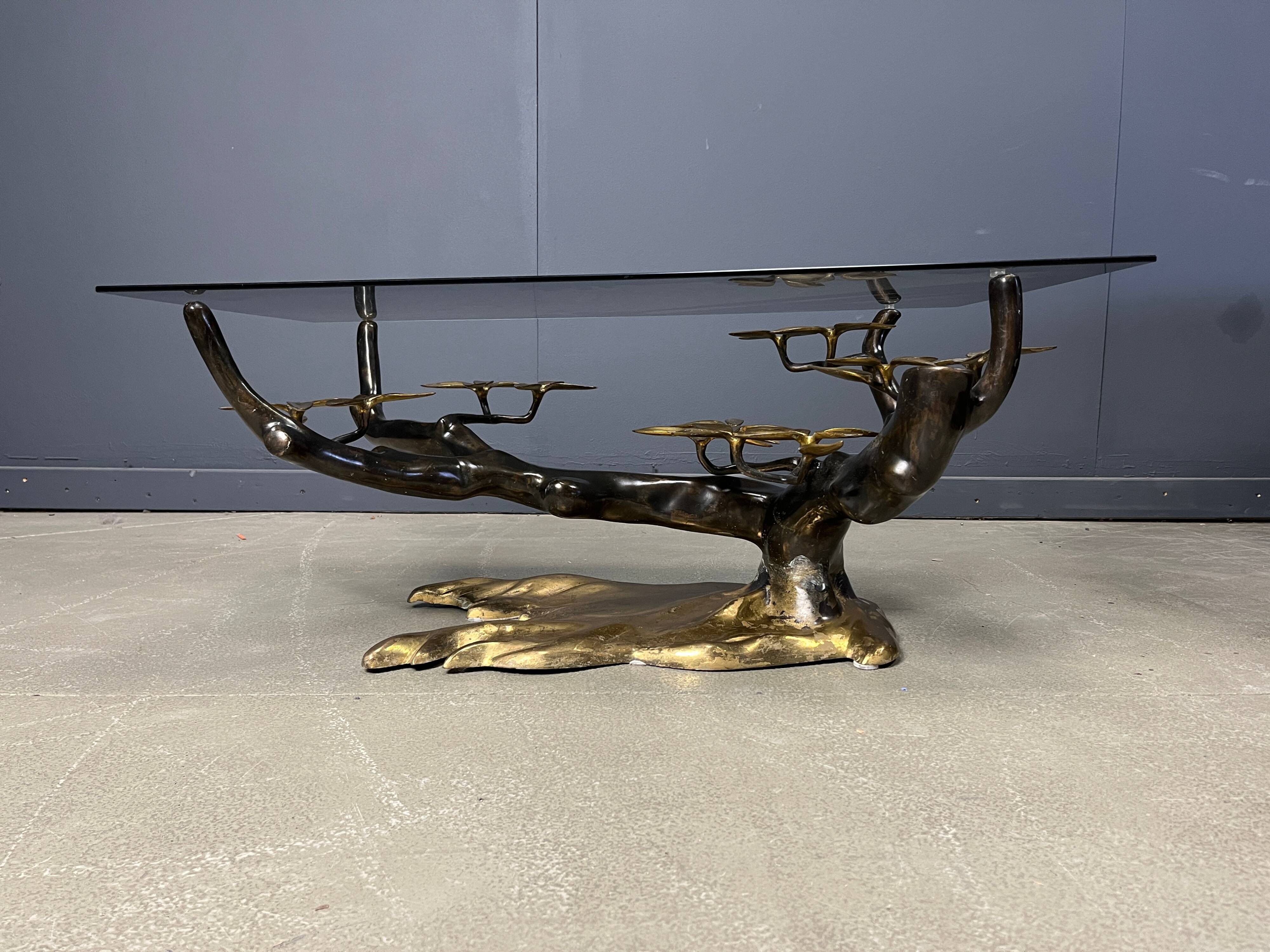 Bronze bonsai coffee table by Willy Daro, 1970s