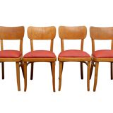 Set of 4 chairs 1950s, beechwood and leatherette