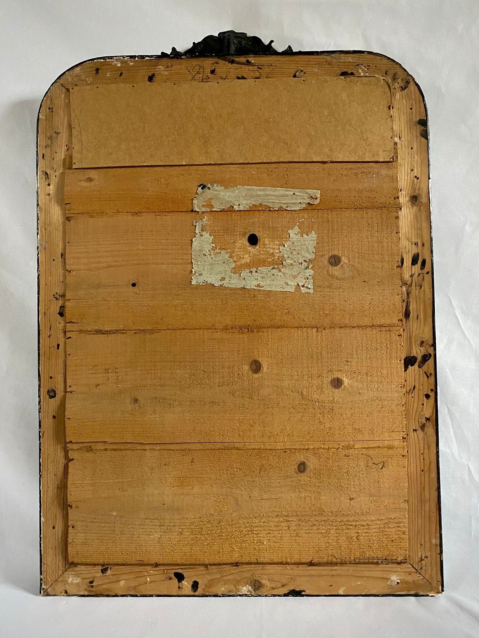 Mirror Napoleon III, black and gold with pediment