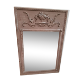 Miroir trumeau style Louis XVI en bois patiné