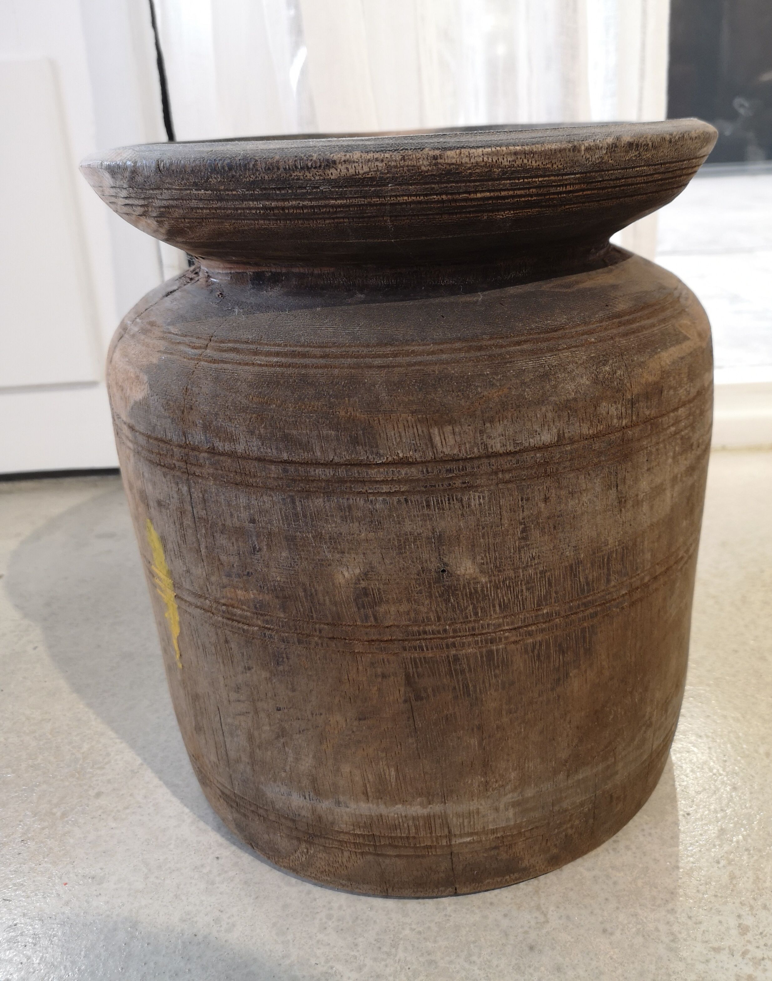 Old wooden pot