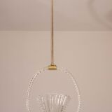 Ercole Barovier Art Deco Chandelier, "Bullicante" Glass Murano, 1940