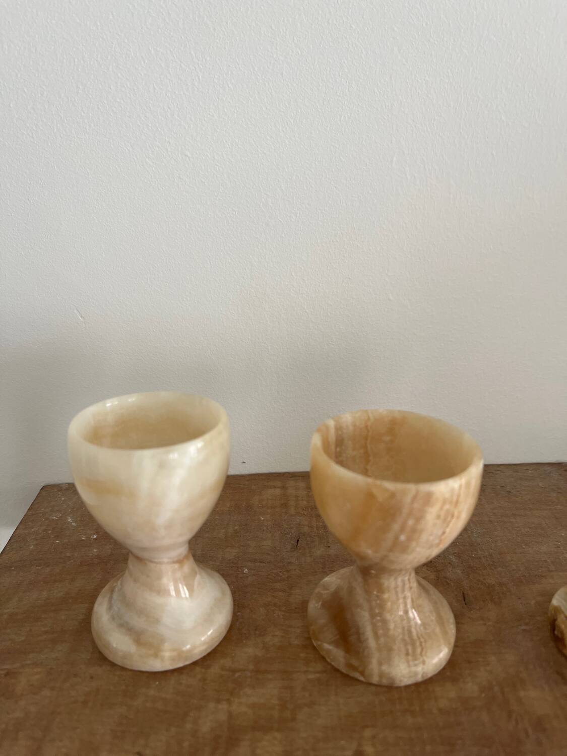 Trio of onyx egg cups