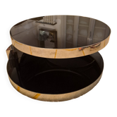 Table basse années 70 pivotante verre noire fumée et chrome