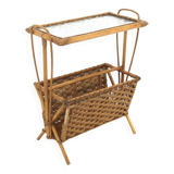 Scandinavian rattan magazine rack, Sweden, 1950