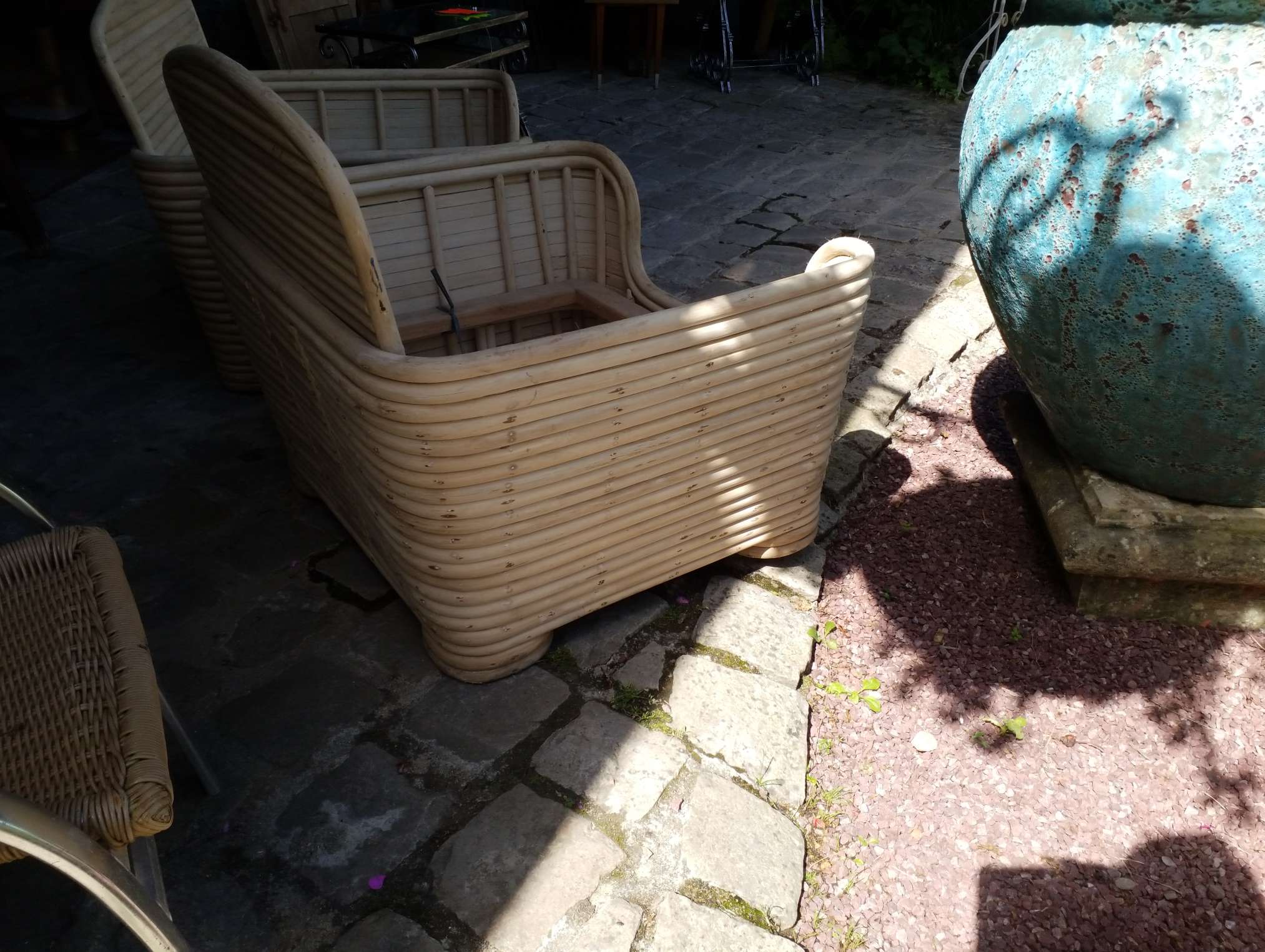 Pair of rattan armchairs