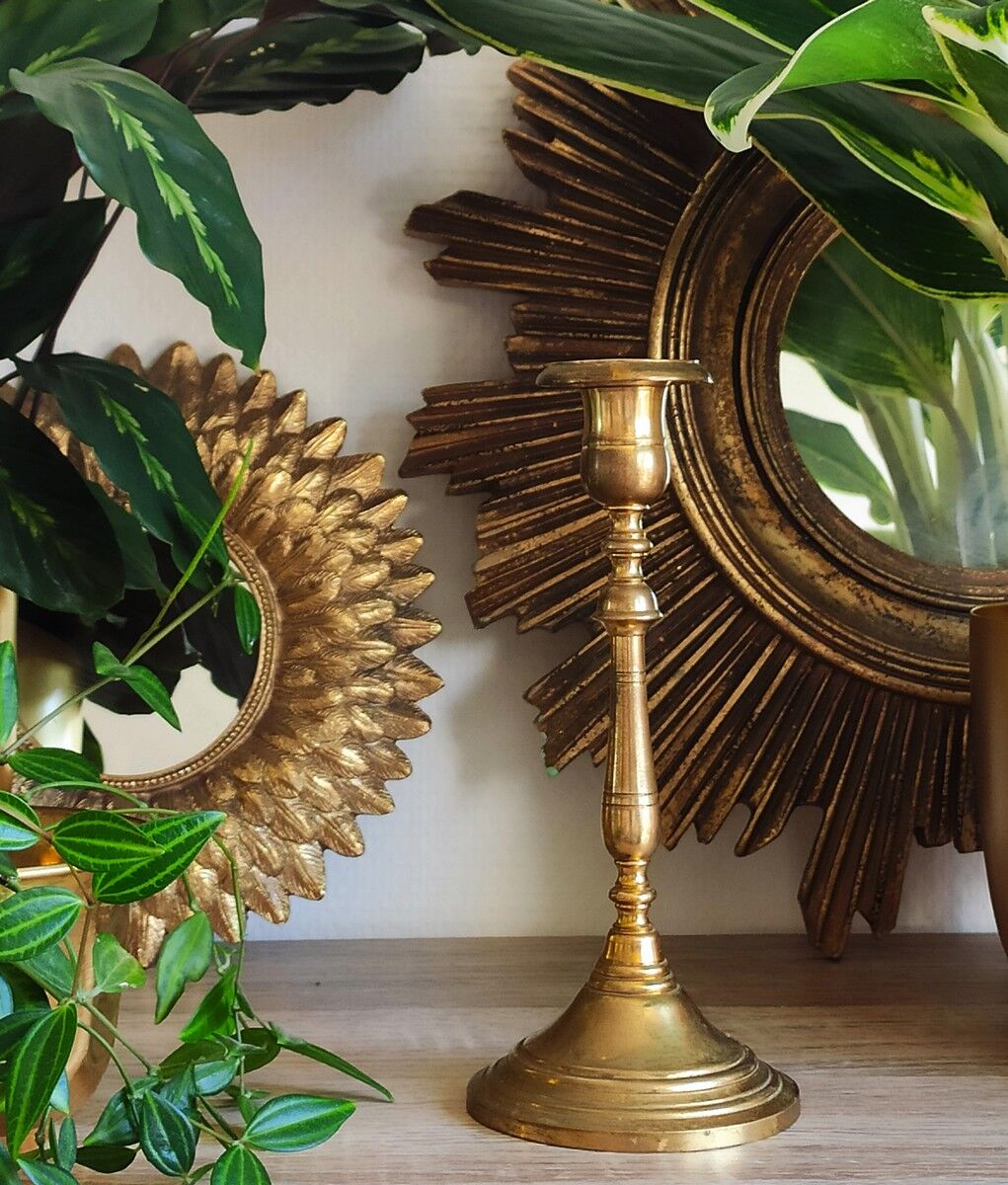Old golden brass chandelier