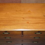 Victorian military commode in patinated walnut.