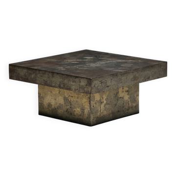 Table basse brutaliste en acier, France, années 1970