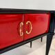 Pair of Italian Art Deco Nightstands in Red Parchment and Black Lacquer, 19