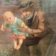 Chromo painting 1900 Breton family Baby fisherman signed