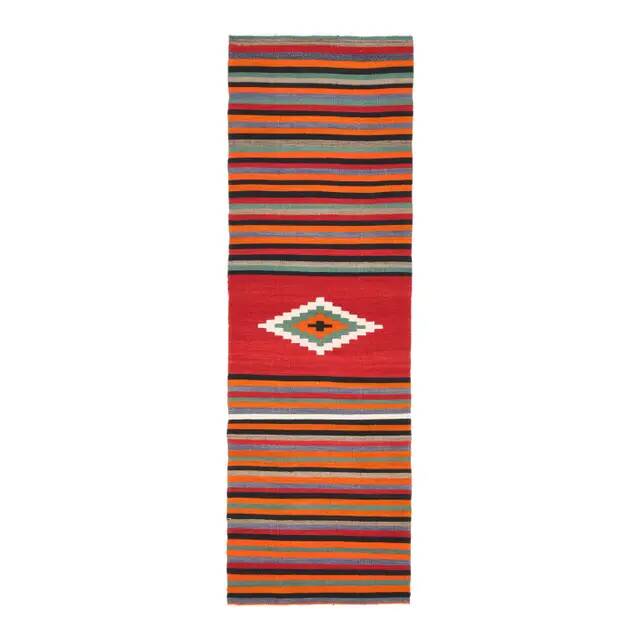 Vintage Turkish Oushak Handmade Wool Cotton Orange Runner Rug 84x262